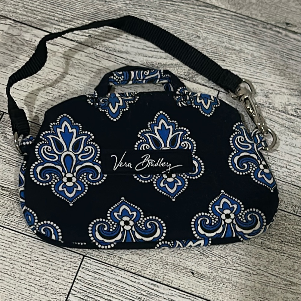 Vera Bradley blue floral paisley ID mini coin purse